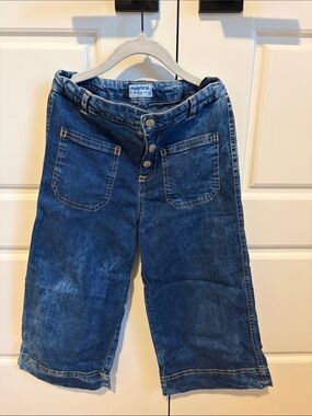 Mayoral Dark Blue Wide-Leg Crop Jeans for summer with Front Patch Pockets